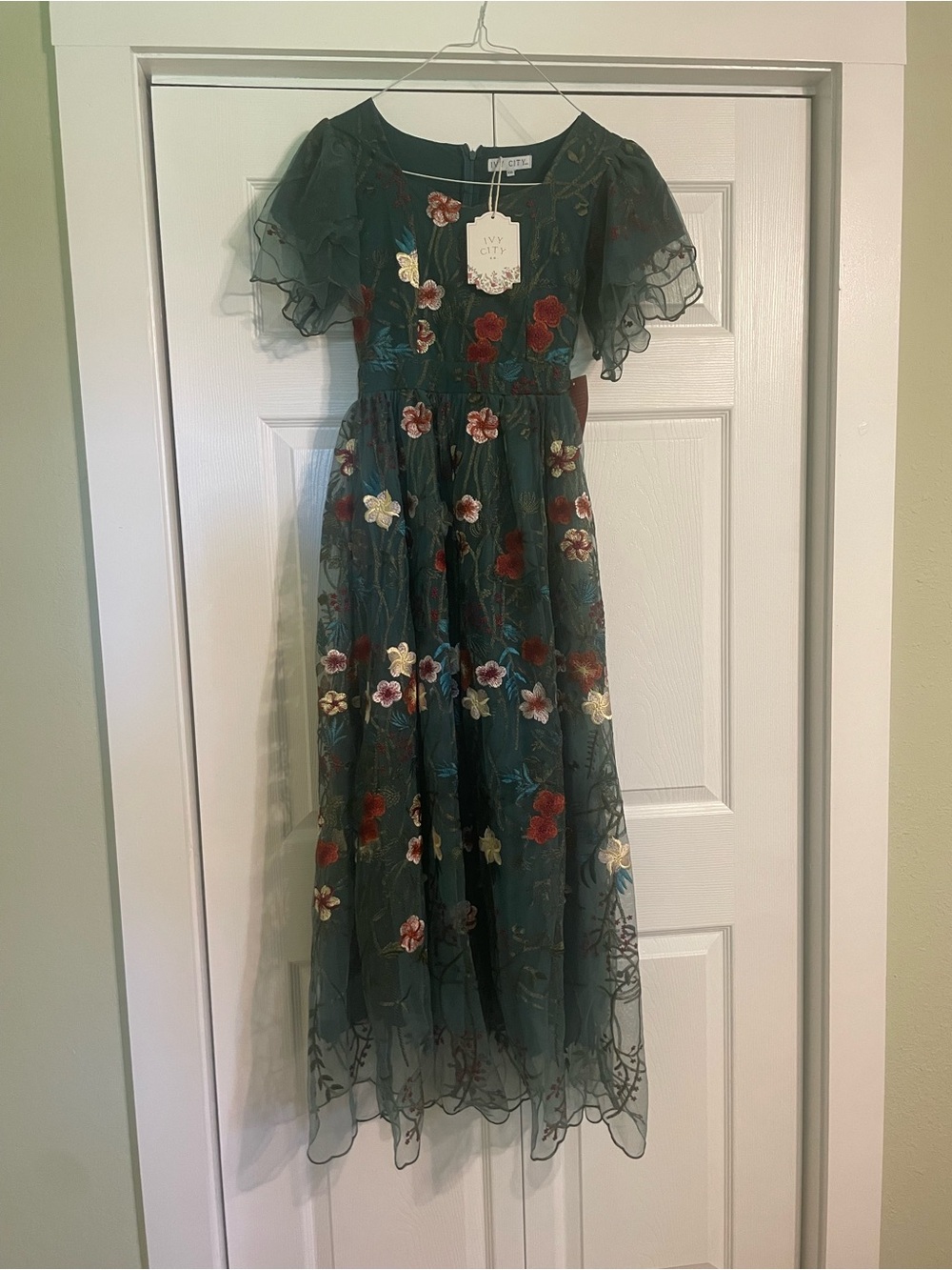 Ivy City Co Flora Dress in Jade Green XXS BNWT
